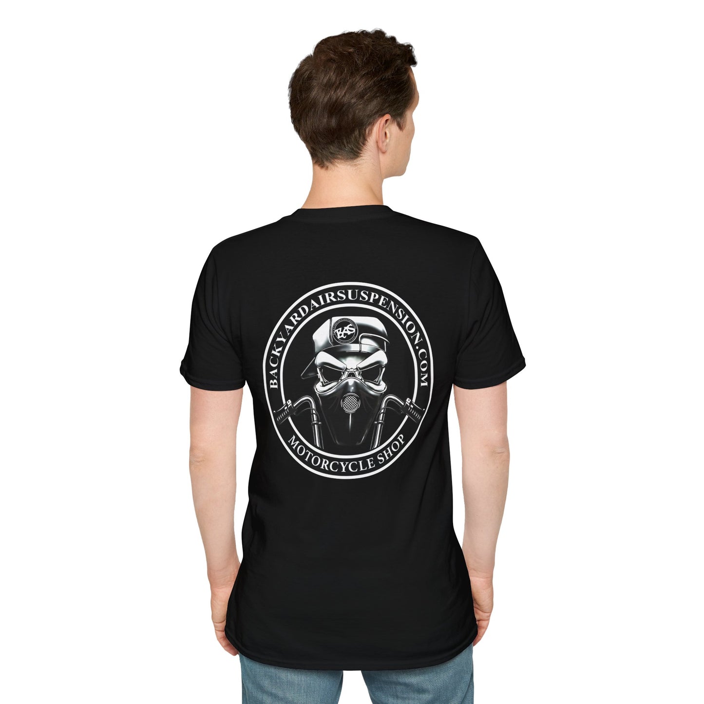 Backyard Air Suspension Motorcycle Shop T-Shirt Mens 1 Purchase = 1 Entry
