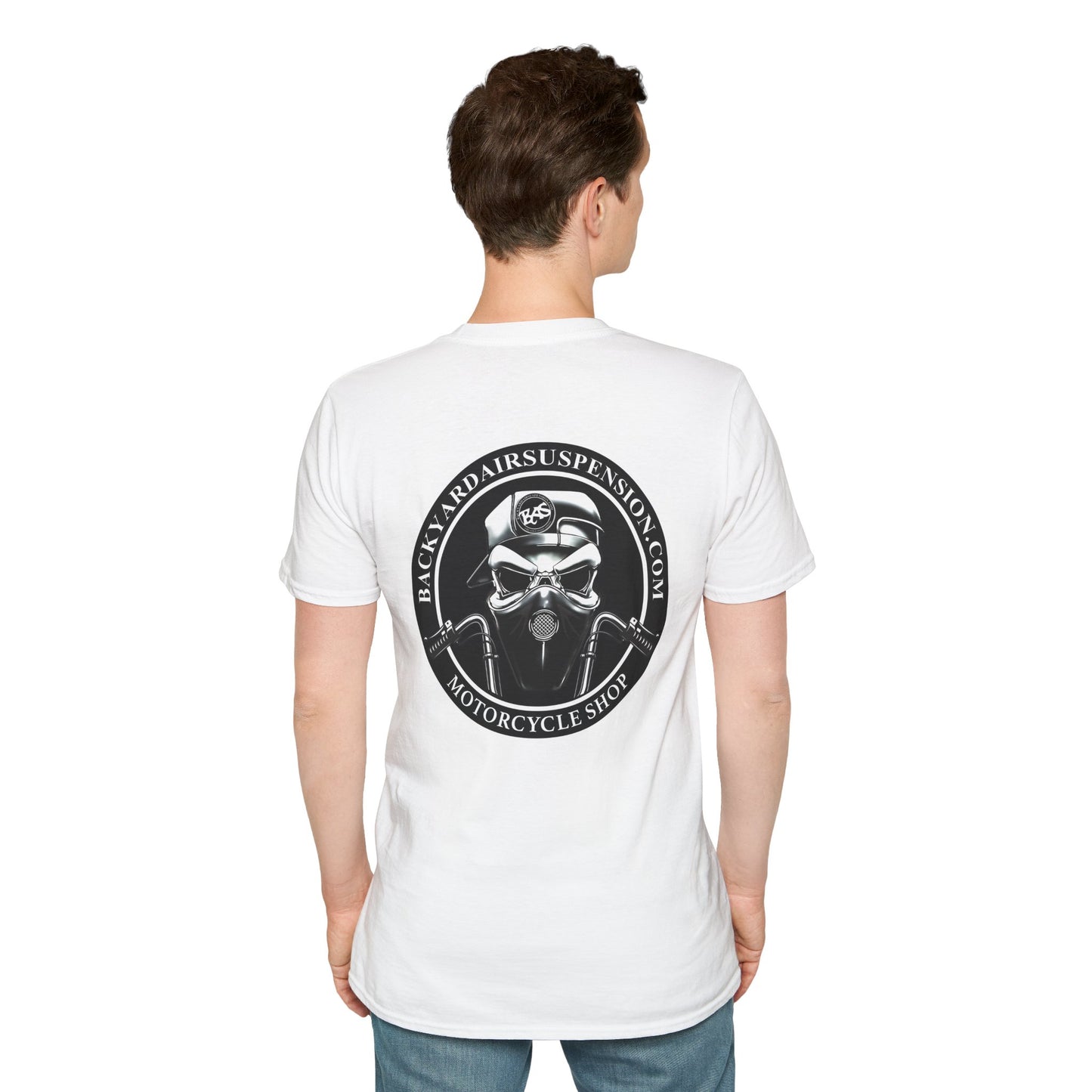 Backyard Air Suspension Motorcycle Shop T-Shirt Mens 1 Purchase = 1 Entry