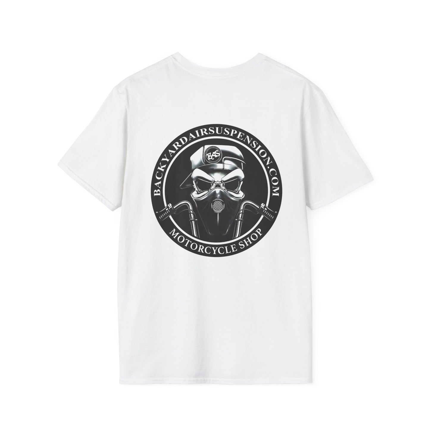Backyard Air Suspension Motorcycle Shop T-Shirt Mens 1 Purchase = 1 Entry